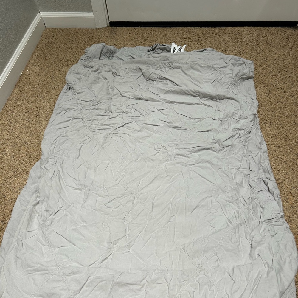 Pottery Barn Grey Rushed Organic Duvet Cover Twin/Twin XL